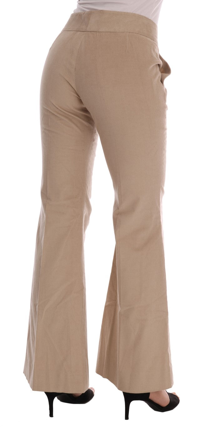Pantaloni svasati bootcut beige chic