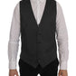 Sleek Gray Single-Breasted Waistcoat Vest