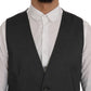 Sleek Gray Single-Breasted Waistcoat Vest