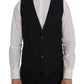 Elegant Striped Wool Blend Vest Waistcoat