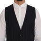 Elegant Striped Wool Blend Vest Waistcoat