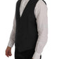 Elegant Gray Striped Single Breasted Vest