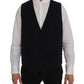 Elegant Striped Wool Blend Waistcoat Vest