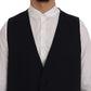 Elegant Striped Wool Blend Waistcoat Vest