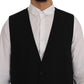 Elegant Striped Wool Blend Waistcoat Vest