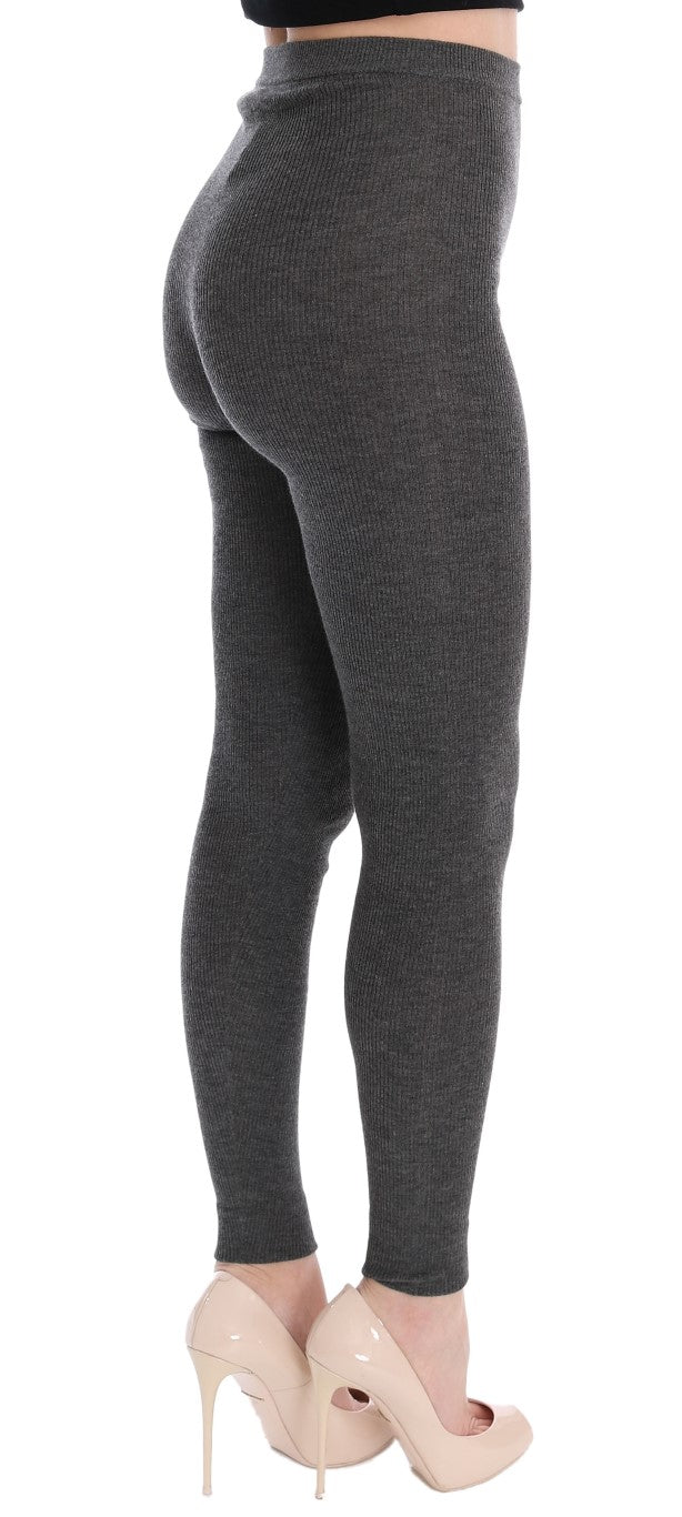 Schicke graue Kaschmir-Strumpfhose mit hoher Taille