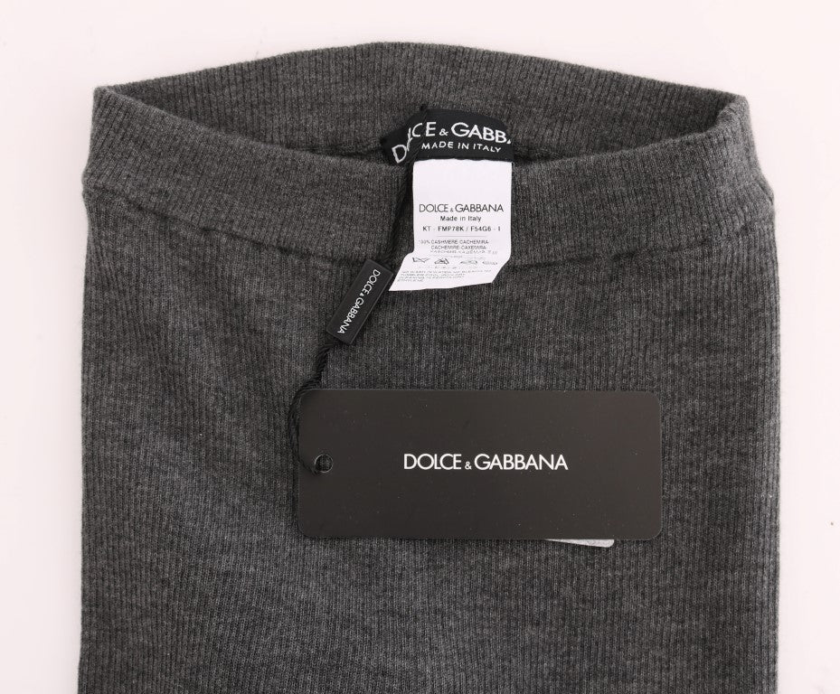Schicke graue Kaschmir-Strumpfhose mit hoher Taille