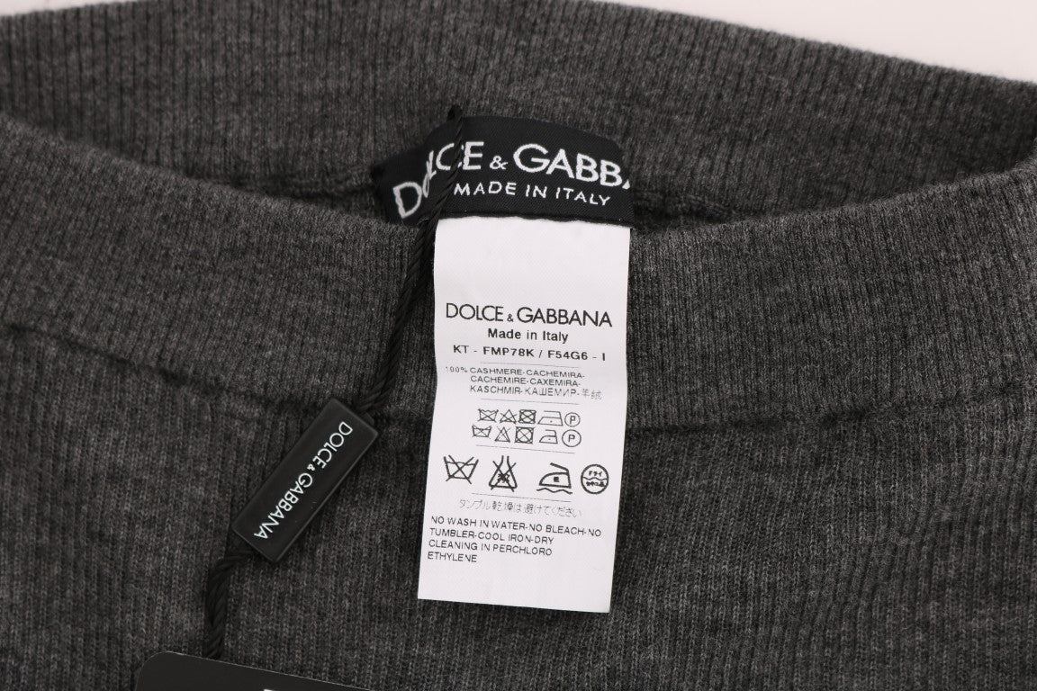 Schicke graue Kaschmir-Strumpfhose mit hoher Taille