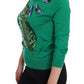 Verzierter grüner Seidenpullover