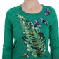 Verzierter grüner Seidenpullover
