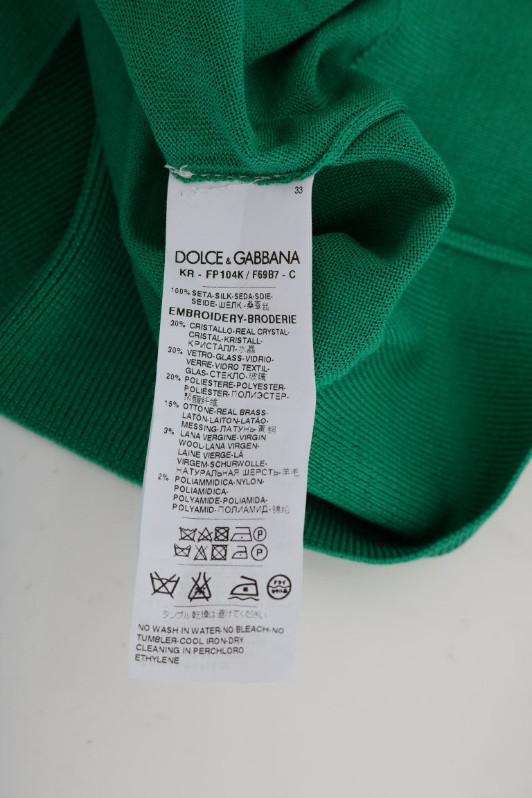 Verzierter grüner Seidenpullover