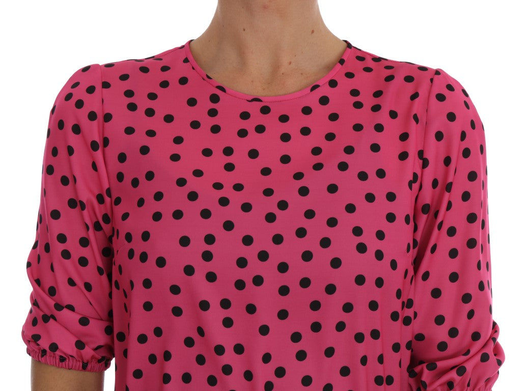 Blusa in seta a pois rosa chic