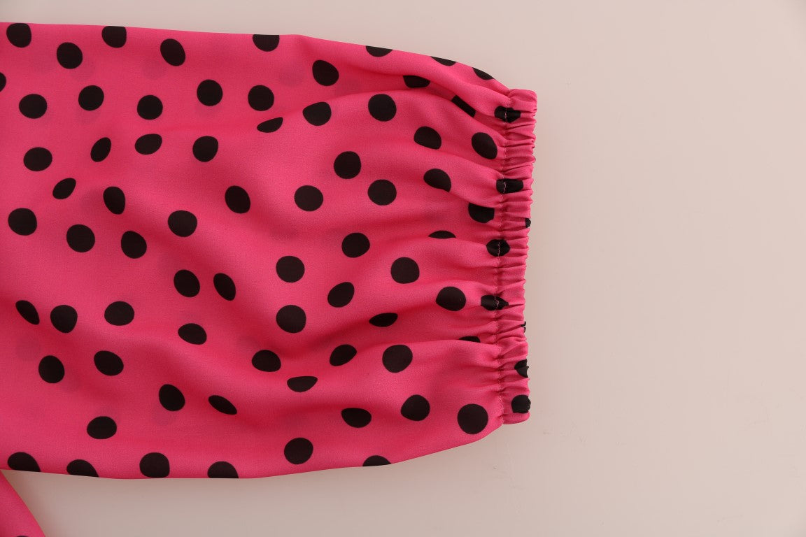Blusa in seta a pois rosa chic