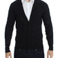 Elegante schwarze Strickjacke aus Merinowolle