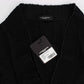 Elegante schwarze Strickjacke aus Merinowolle