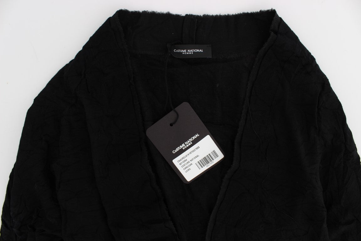 Elegante schwarze Strickjacke aus Merinowolle