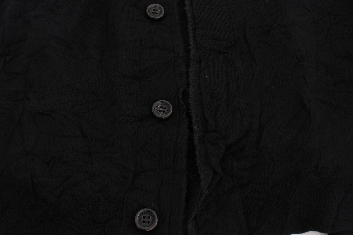 Elegante schwarze Strickjacke aus Merinowolle