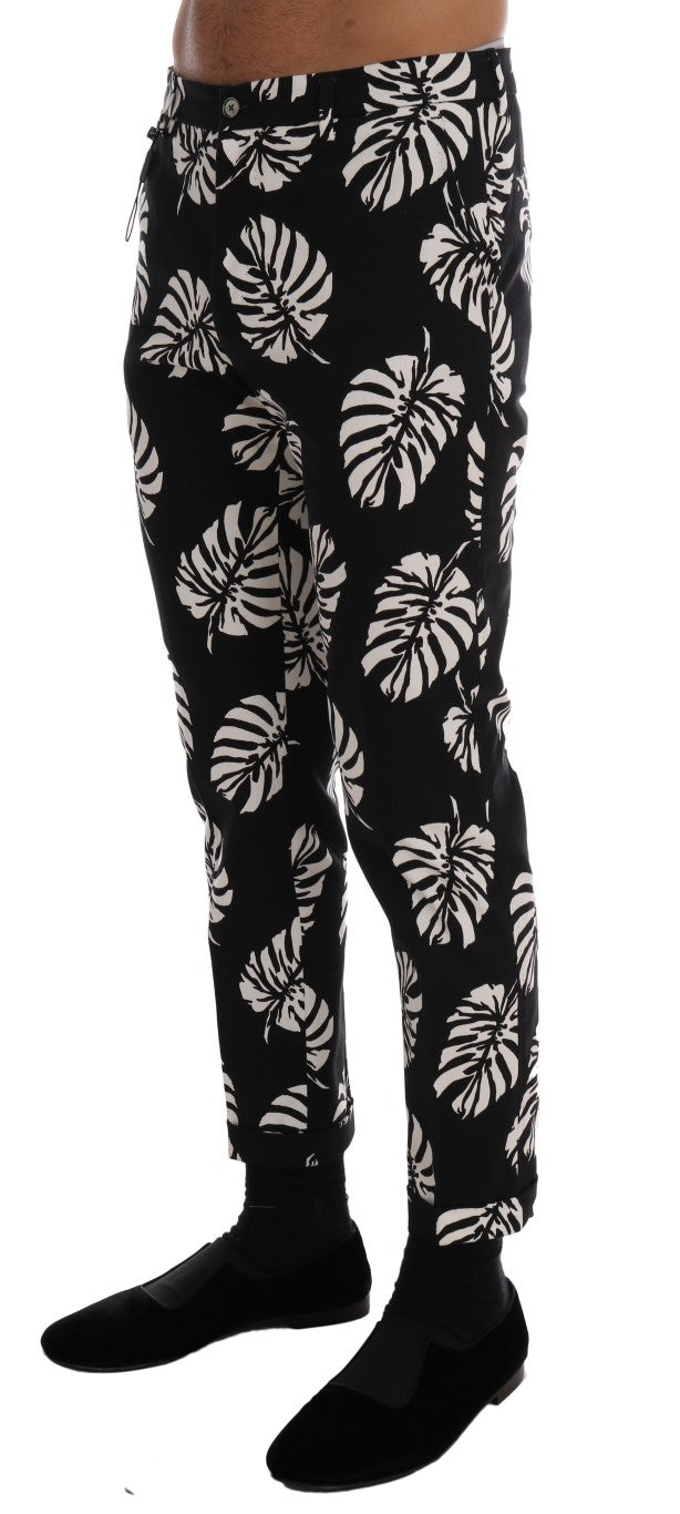 Slim Fit Knöchelhose mit Blattmuster