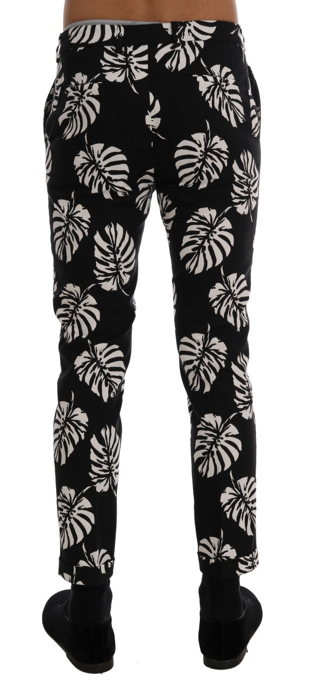 Slim Fit Knöchelhose mit Blattmuster