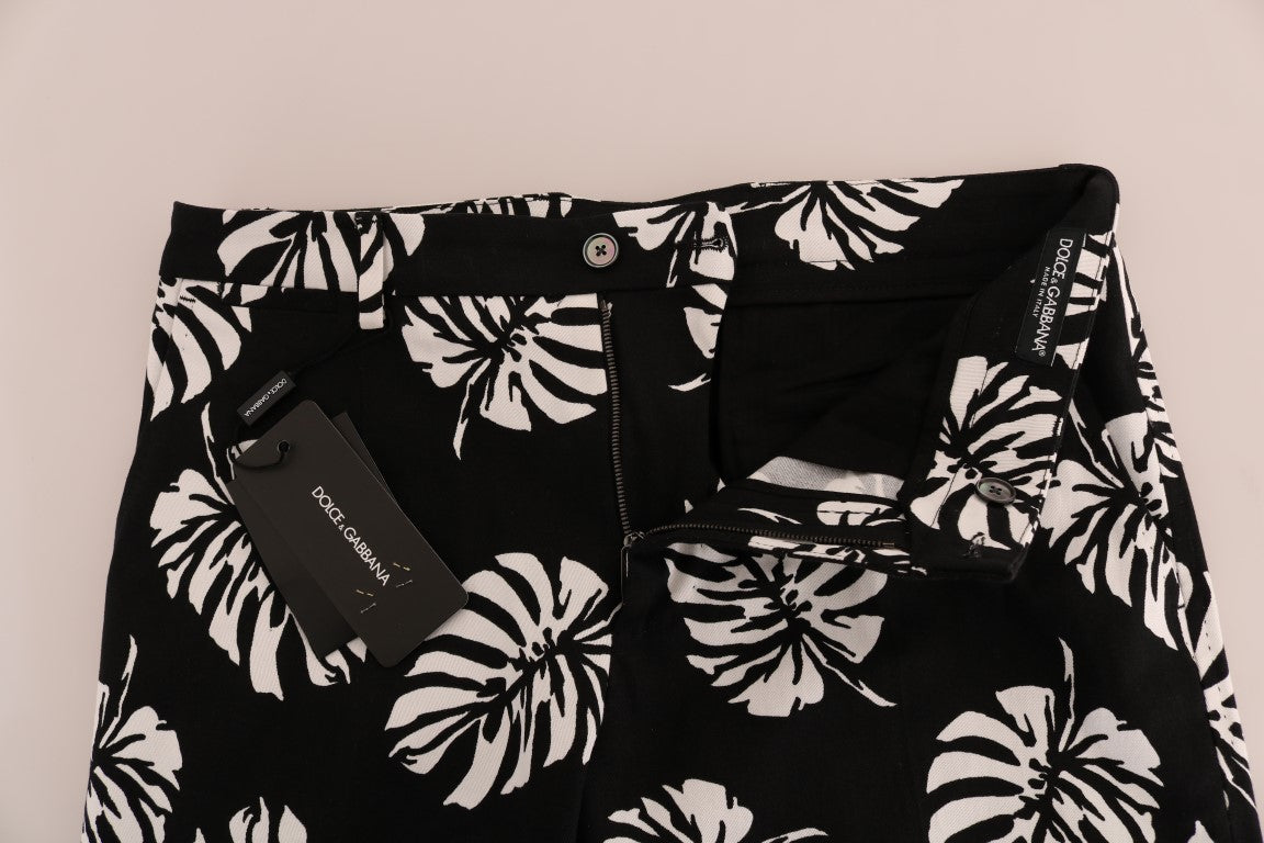 Slim Fit Knöchelhose mit Blattmuster
