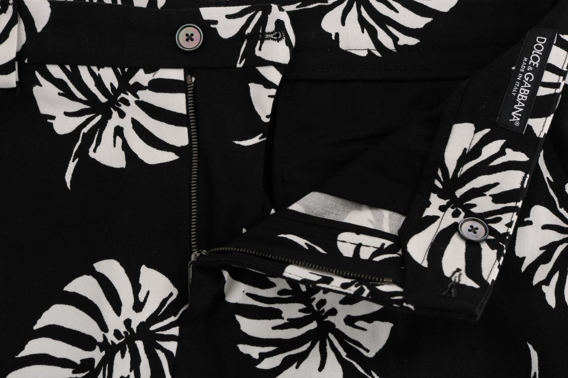 Slim Fit Knöchelhose mit Blattmuster