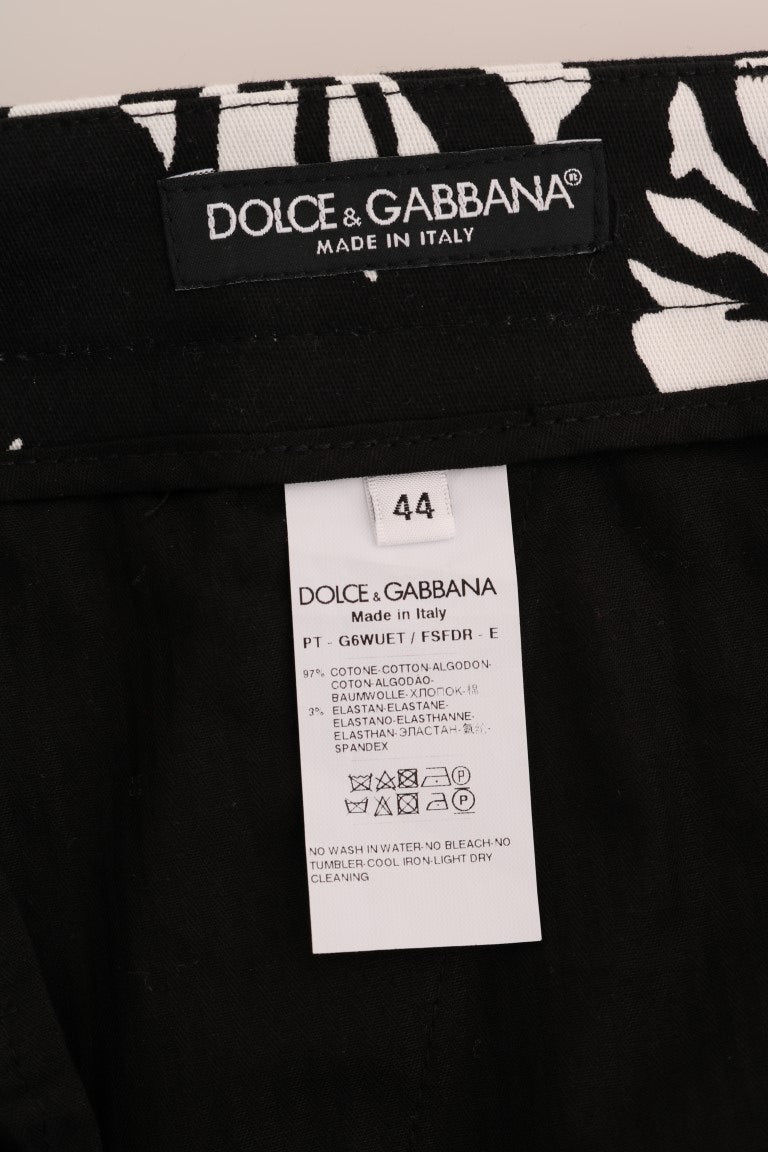 Slim Fit Knöchelhose mit Blattmuster