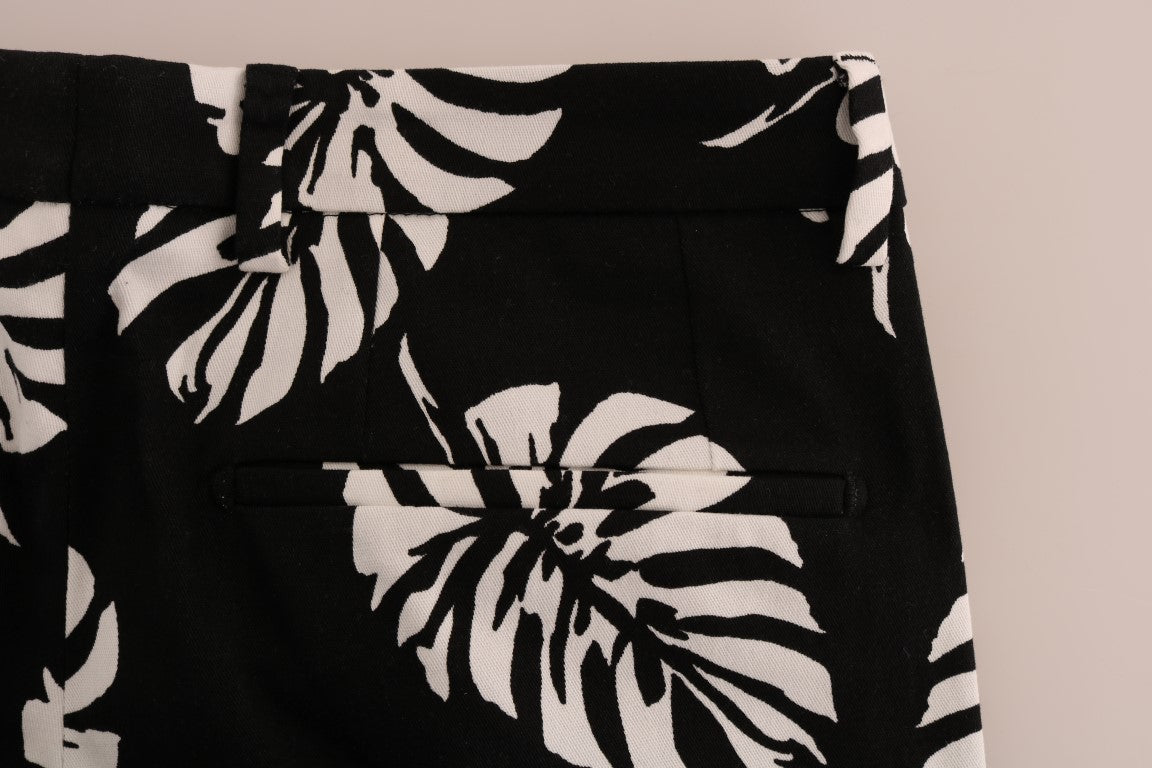 Slim Fit Knöchelhose mit Blattmuster