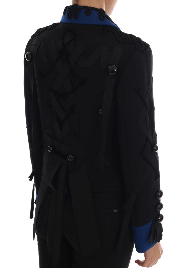 Trench corto elegante nero e blu