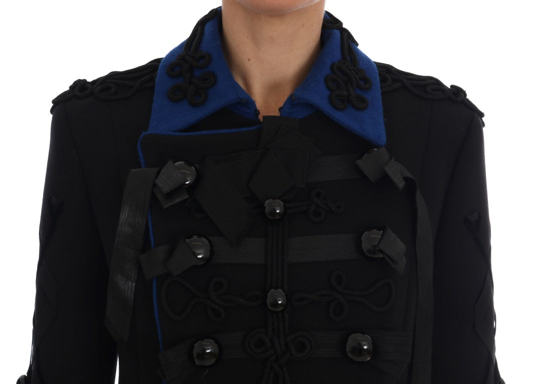 Trench corto elegante nero e blu