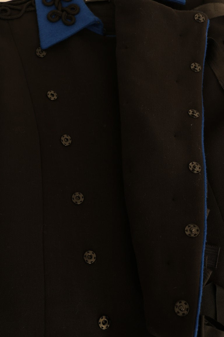 Trench corto elegante nero e blu