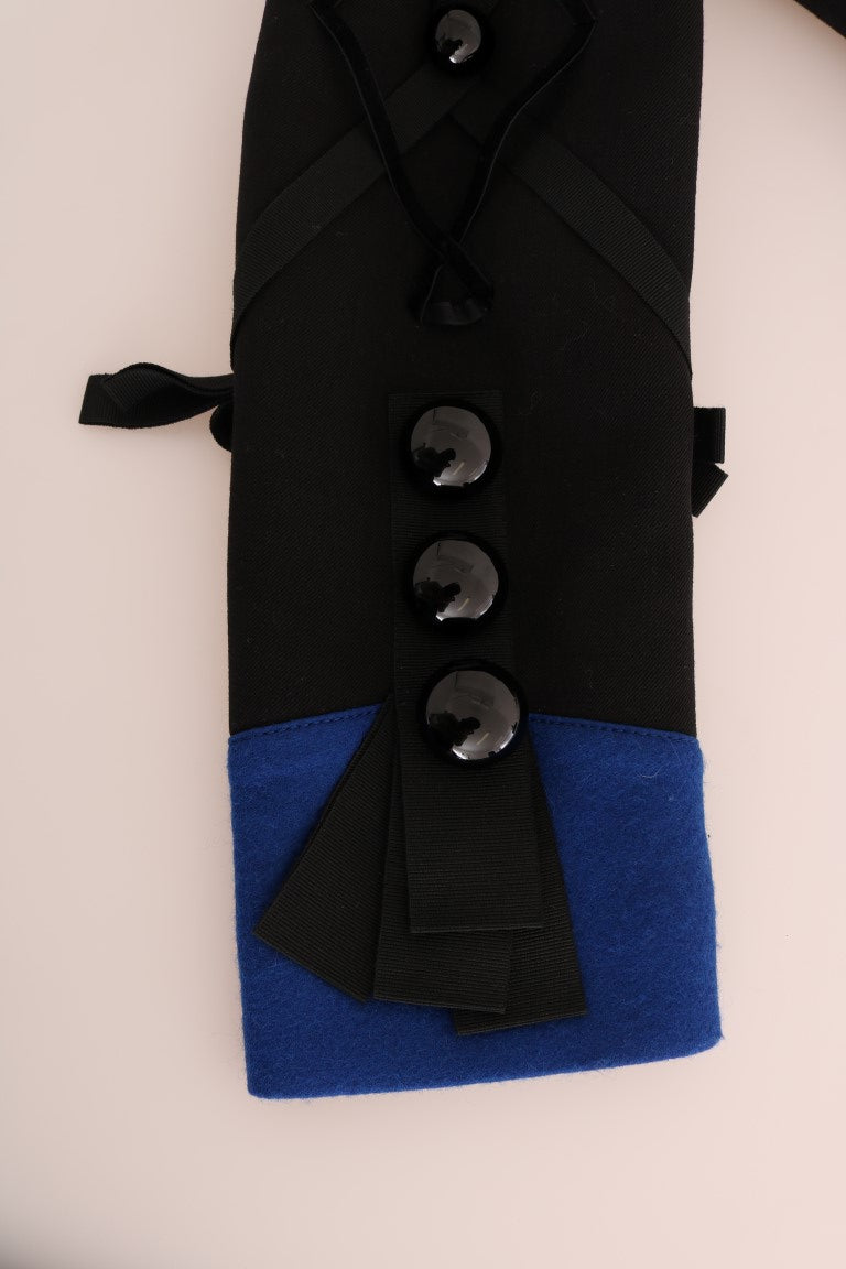 Trench corto elegante nero e blu