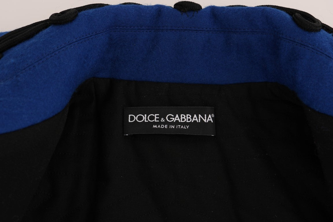 Trench corto elegante nero e blu