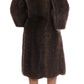 Elegant Brown Raccoon Fur Knee-Length Coat