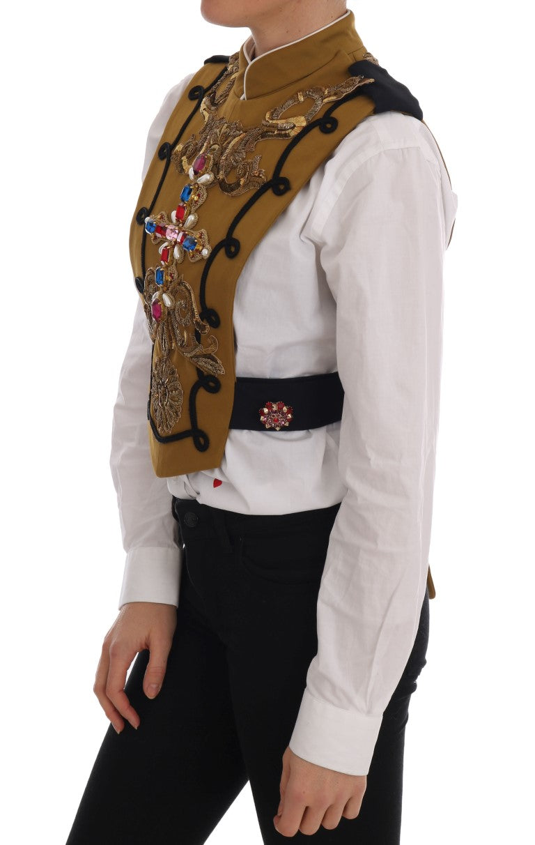 Gilet con croce di cristallo decorato da passerella