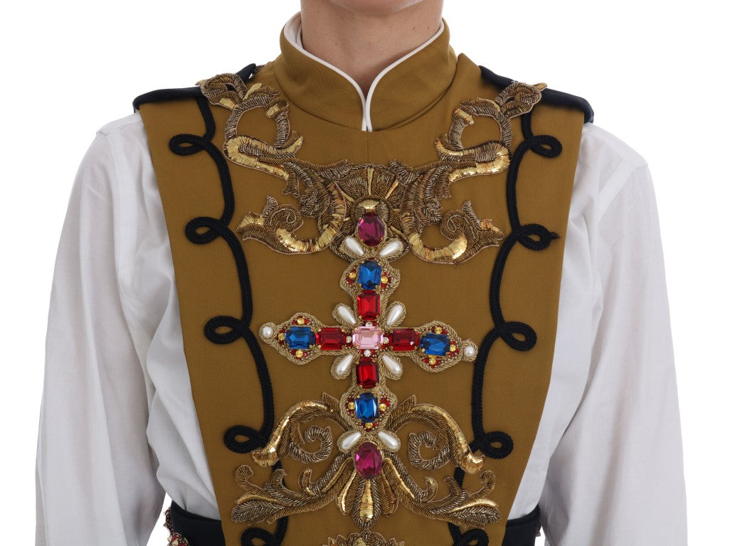 Gilet con croce di cristallo decorato da passerella