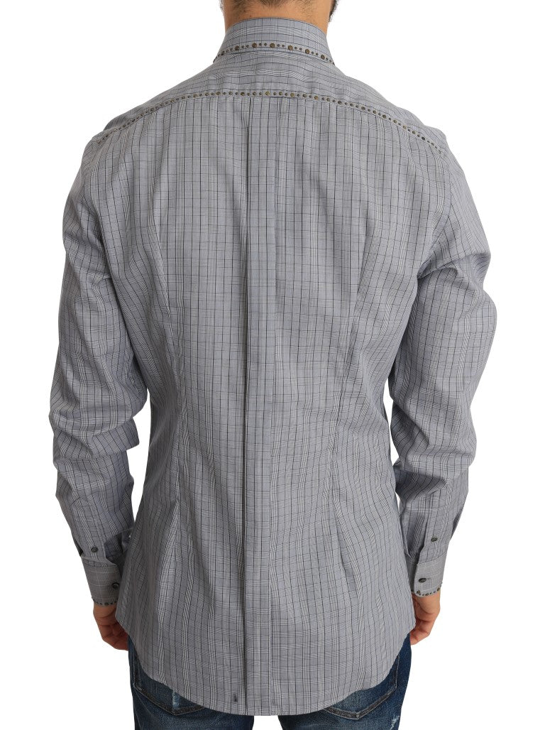 Camicia casual slim fit a quadri grigi eleganti