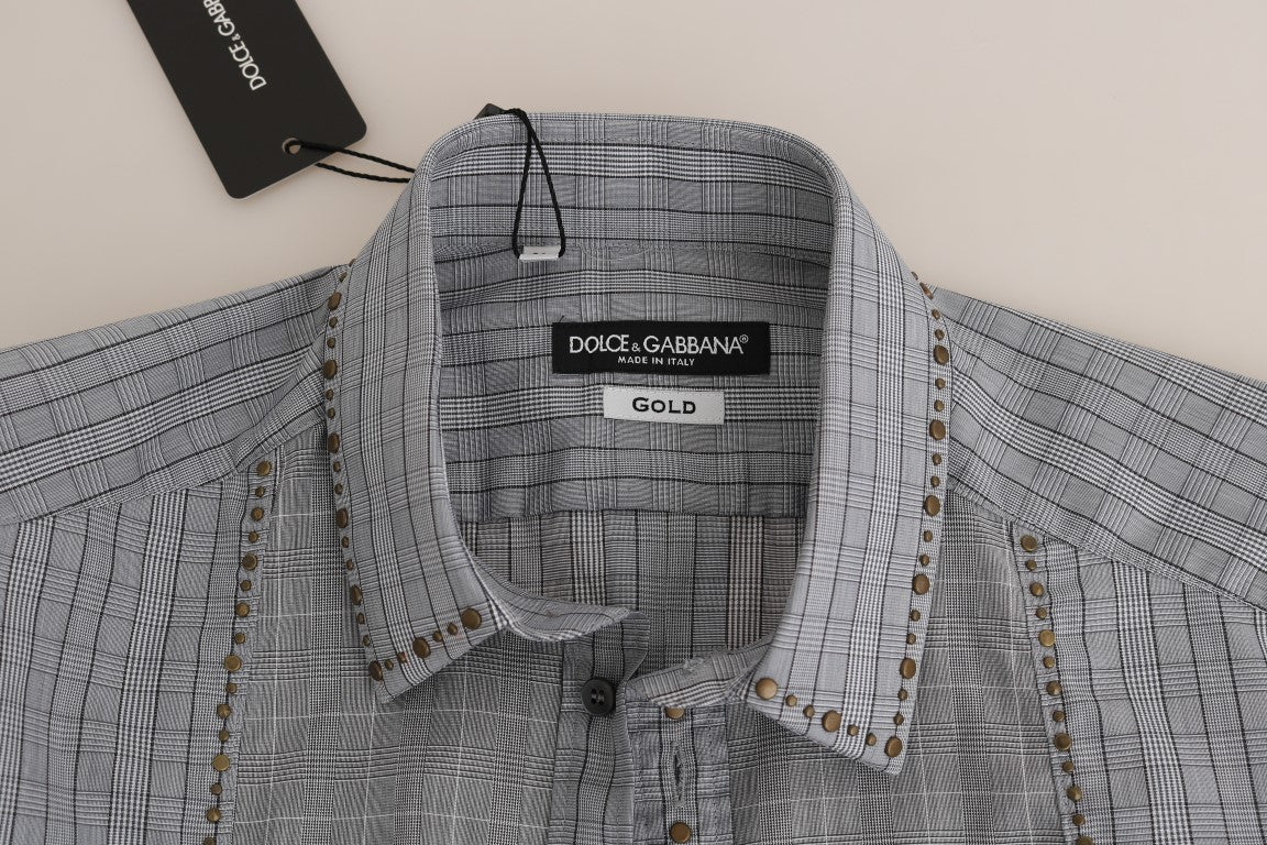 Camicia casual slim fit a quadri grigi eleganti