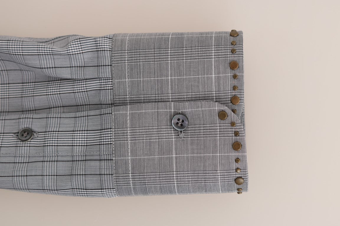 Camicia casual slim fit a quadri grigi eleganti