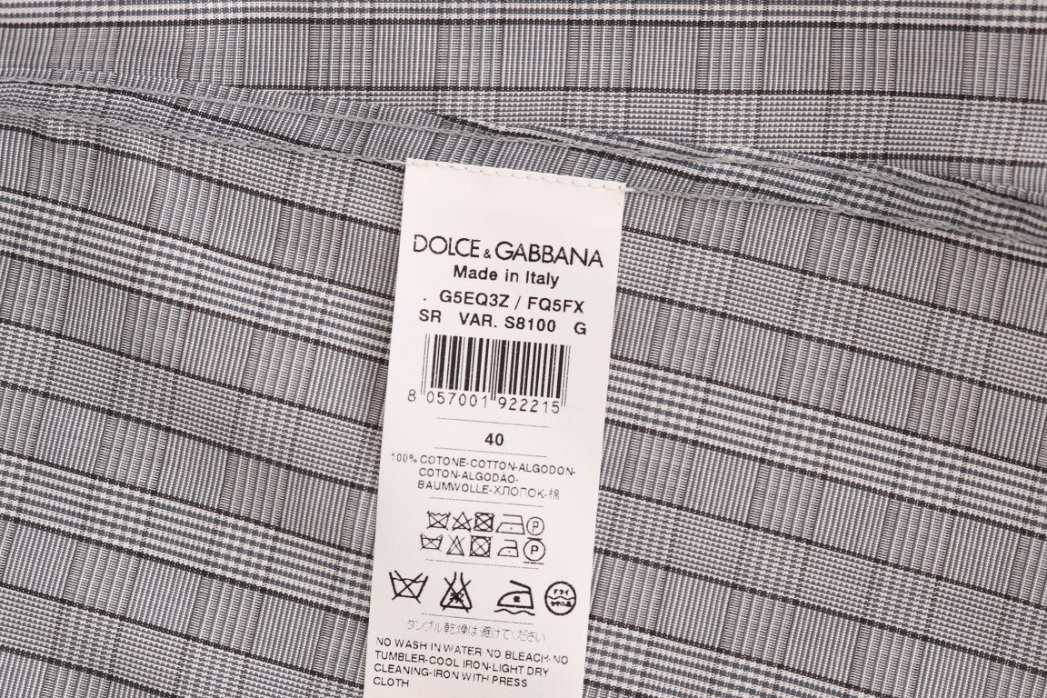 Camicia casual slim fit a quadri grigi eleganti