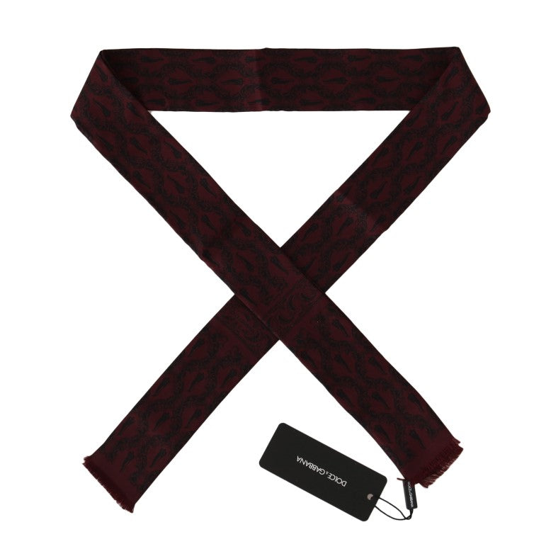 Sciarpa da uomo in seta Bordeaux Crown Chili Print
