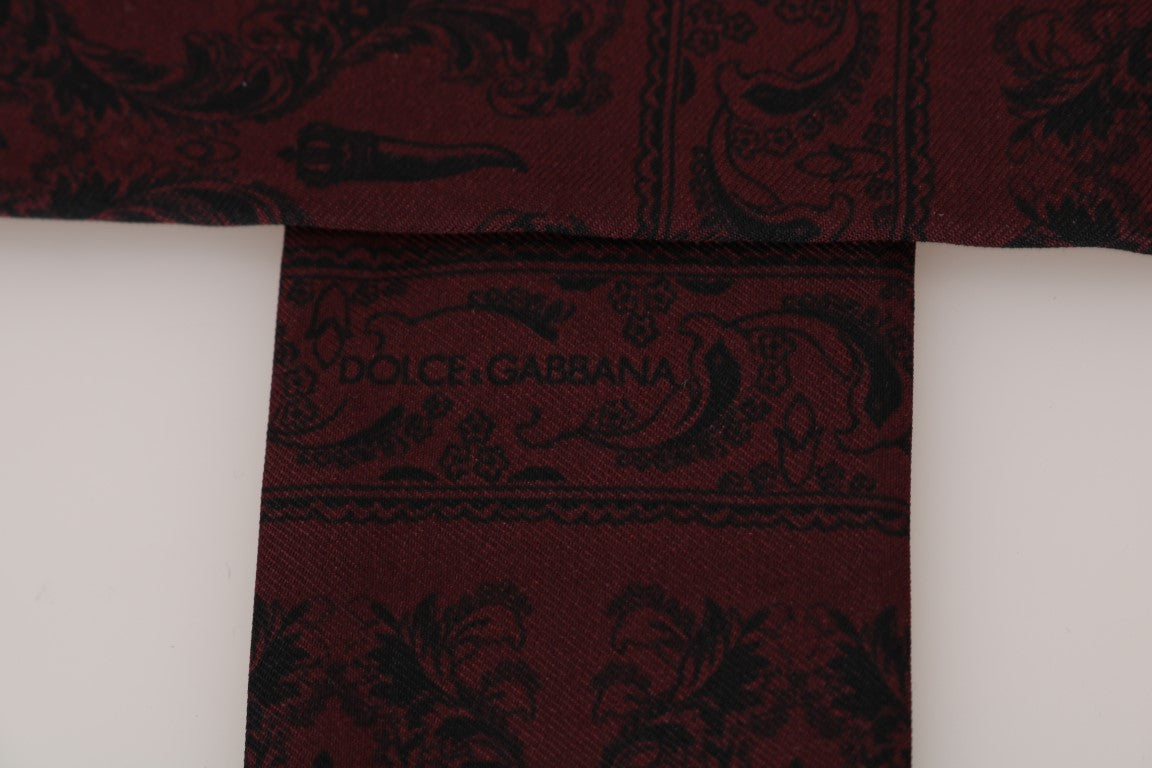 Sciarpa da uomo in seta Bordeaux Crown Chili Print