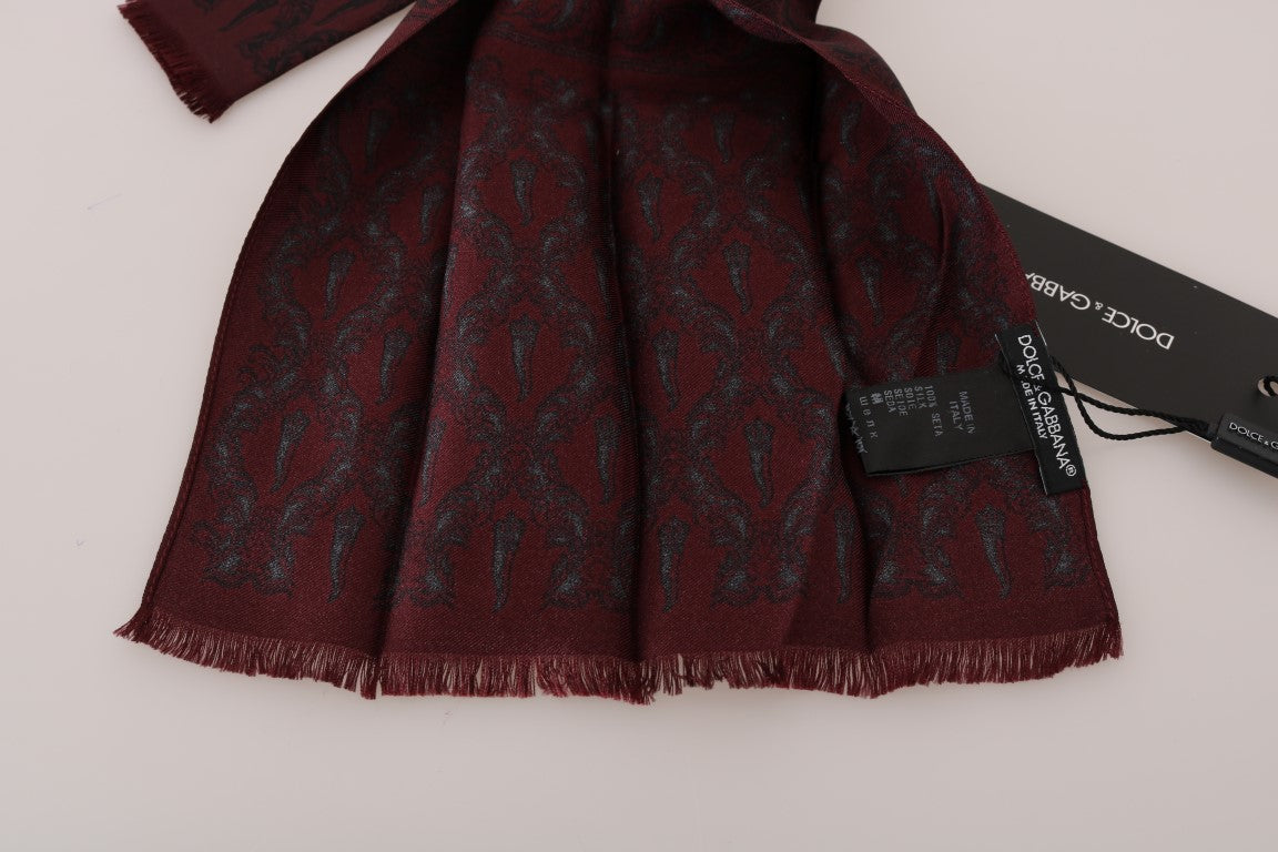 Sciarpa da uomo in seta Bordeaux Crown Chili Print