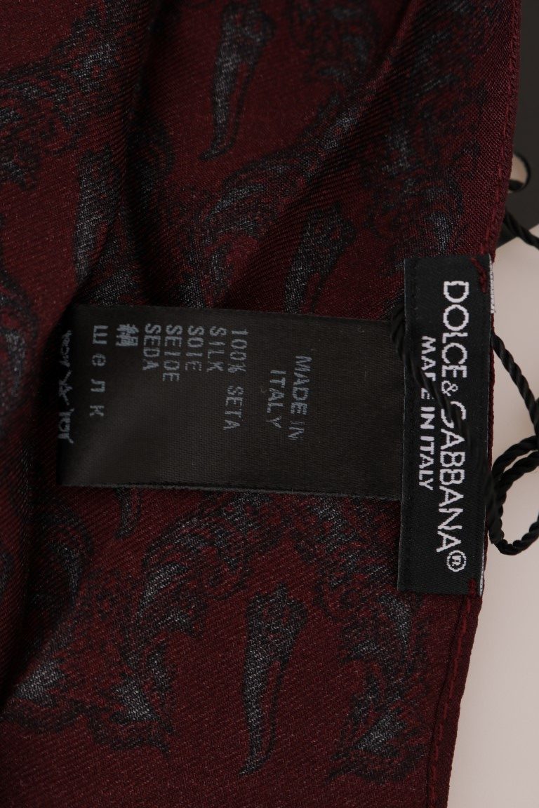 Sciarpa da uomo in seta Bordeaux Crown Chili Print
