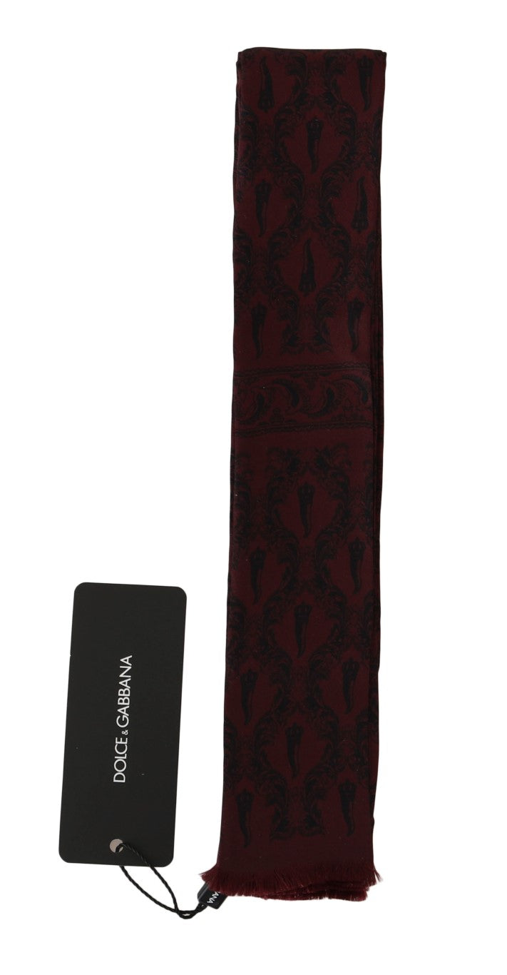 Sciarpa da uomo in seta Bordeaux Crown Chili Print
