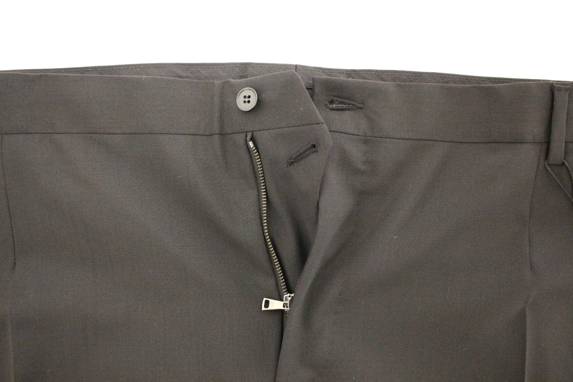 Eleganti pantaloni in lana nera plissettata