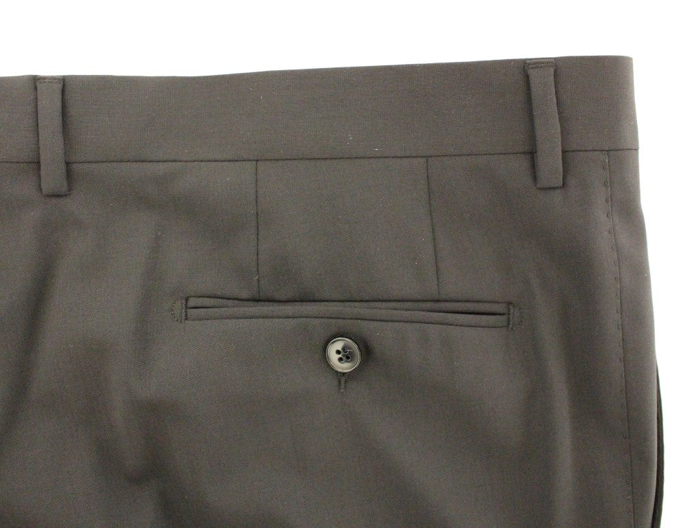 Elegante schwarze Wollhose mit Bundfalten