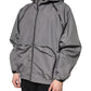 Gray Polyester Hooded Men Full Zip Jacket