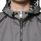 Gray Polyester Hooded Men Full Zip Jacket