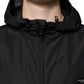 Black Polyester Hooded Men Full Zip Jacket