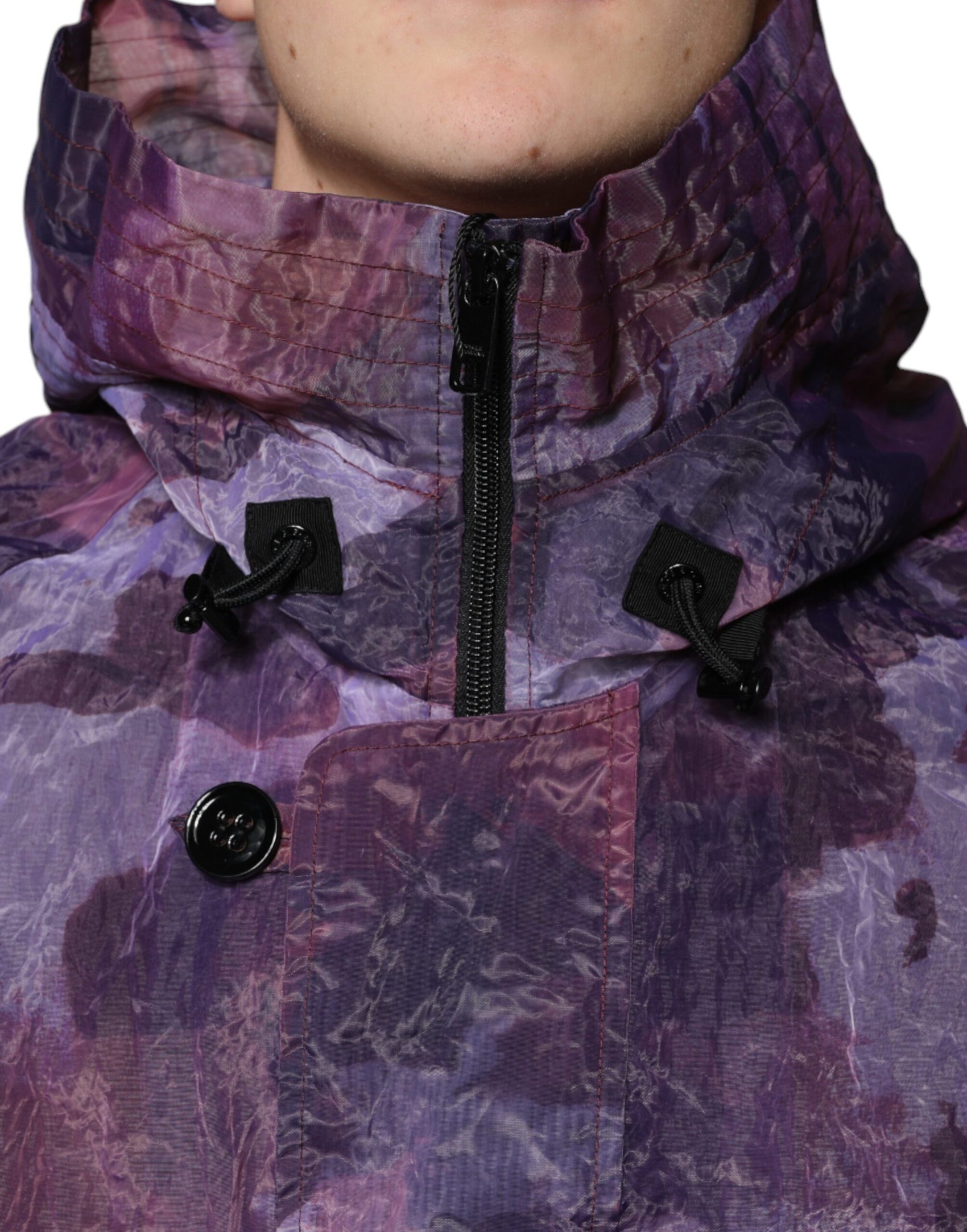 Lila Camouflage Kapuzen Blousonjacke für Herren